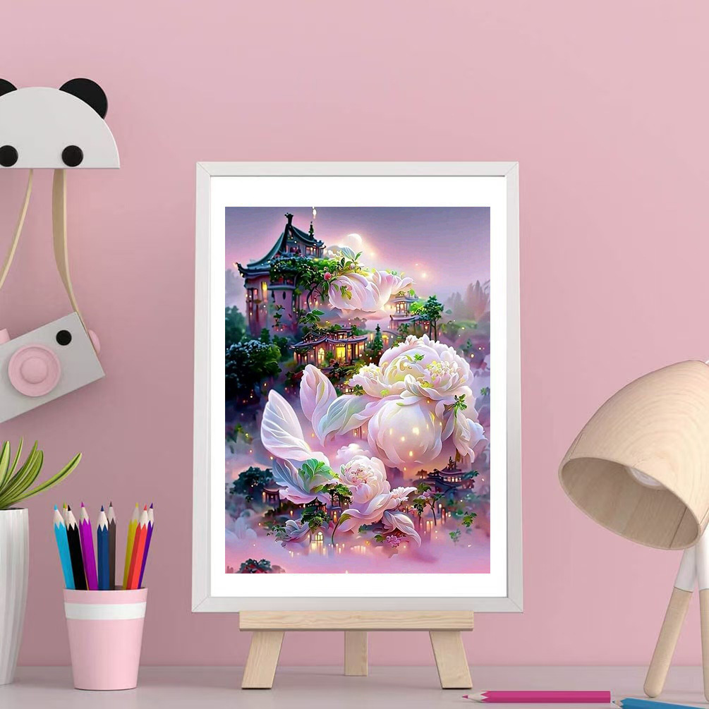 Flores paisajísticas llenas de diamante DIY pintura de diamante hecha a mano Rubik cuadrado conjunto de pegatinas de diamante cross-border DIY pintura de diamante hecha a mano