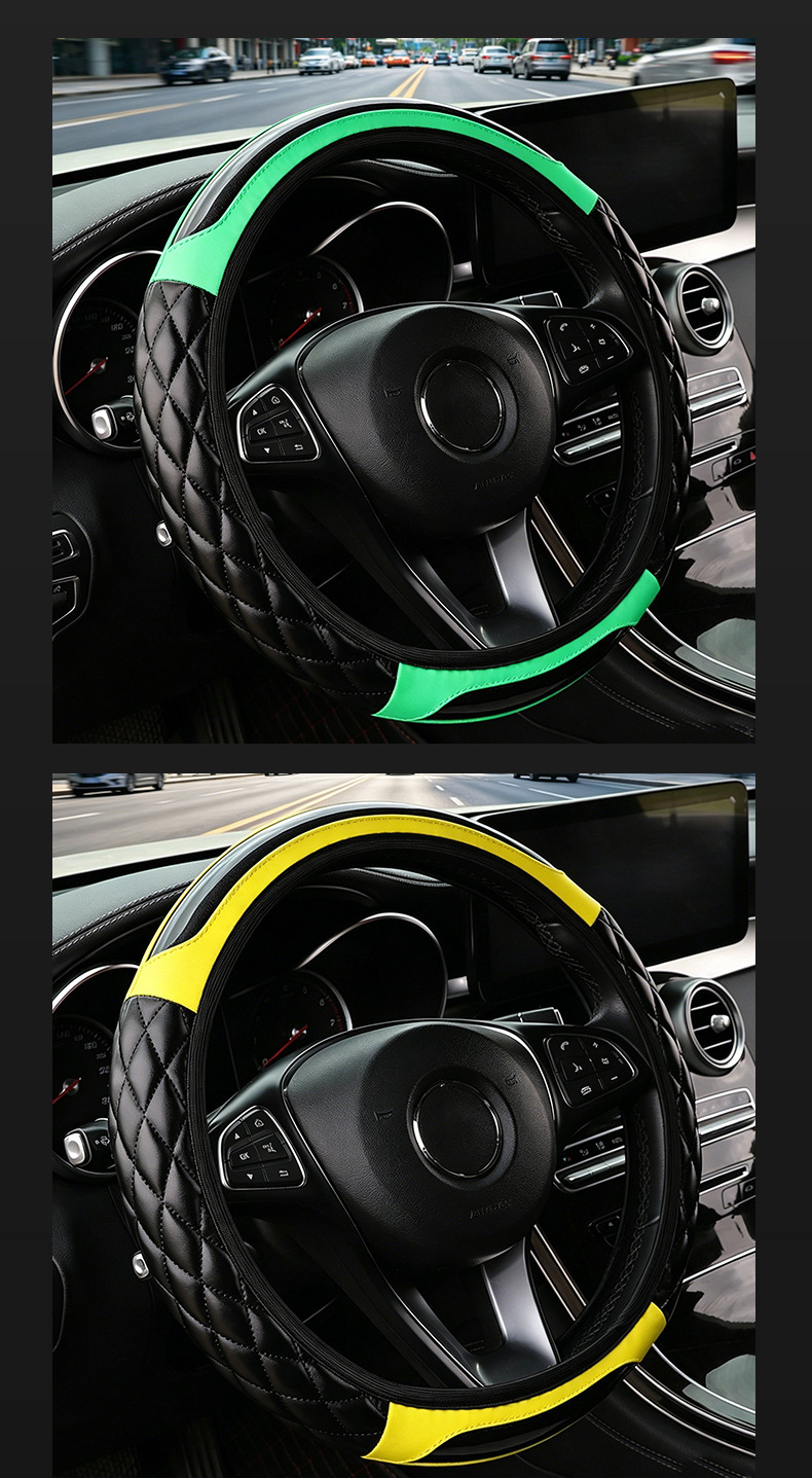 Car steering wheel cover PU crystal carbon fiber car steering wheel cover cross-border wholesale steering wheel cover without inner ring