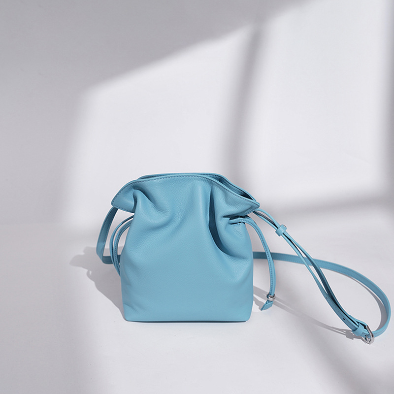 Cross-Border New Lucky Bag Phone Purse Simple Versatile Drawstring Cloud Bag Niche Luxury Genuine Leather Shoulder Crossbody Bag - Thumbnail 2