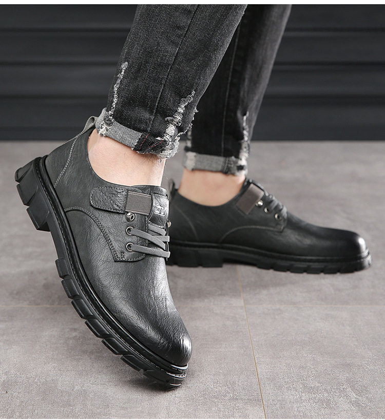 Giày lười nam da PU cổ thấp mũi tròn chống trơn trượt phong cách retro, đế cao su — 6568 kaki, 6568 kaki tăng chiều cao, 6568 đen, 6568 đen tăng chiều cao bên trong chi tiết 21