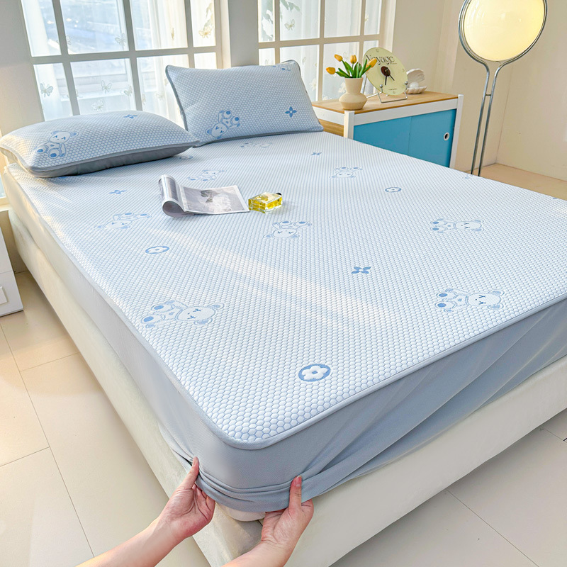 2025 nueva funda de cama Clase A funda de cama de seda de hielo funda protectora de colchón de verano de una sola pieza funda de cama de Doudou todo incluido de verano