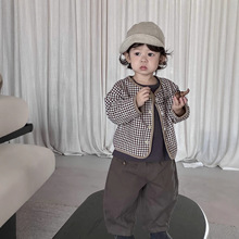 儿童秋装格子外套2025新款韩版童装宝宝衣服秋季服装男童秋款套装