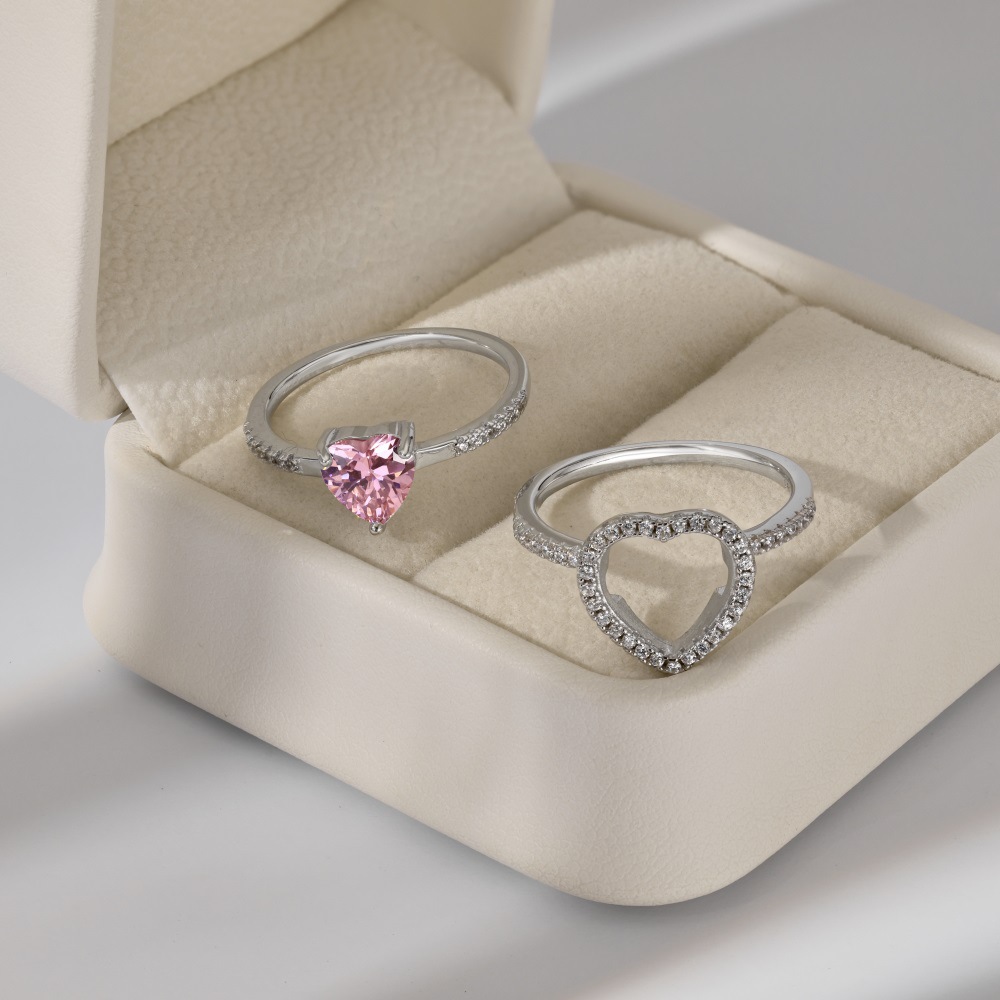 7g Weight Zircon Inlay Material Open Rings, Rings Classification 5, 9, Adjustable Ring Size 1 Piece Quantity Holiday, Daily Occasion 925 Sterling Silver Material Heart Shape Pattern Women's Gender Plating, Inlay Design Basic, Simple Style, Classic Style Style 925 Sterling Silver Zircon Heart Shape Open Rings Rings 23