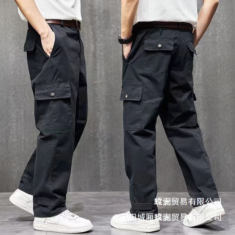 Work Pants with Reinforced Crotch, Men's Pure Cotton Straight-Leg Loose Durable Long Pants, Casual Welding Workwear Wholesale