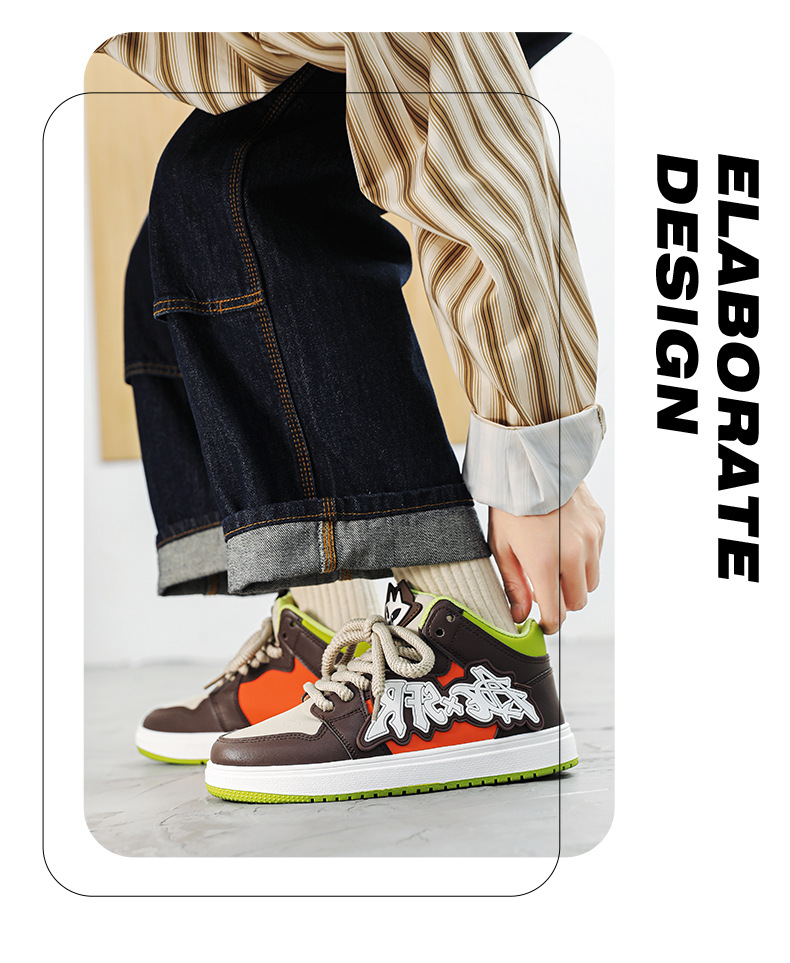 新益美 板鞋男新款小恶魔潮鞋运动时尚休闲高级板鞋