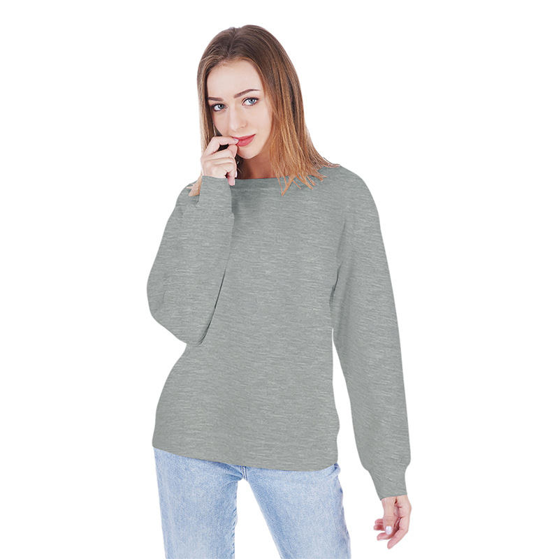 Felpa con cappuccio a maniche lunghe con scollo tondo autunnale, tinta unita, da donna, maglione di lana_voghion.com