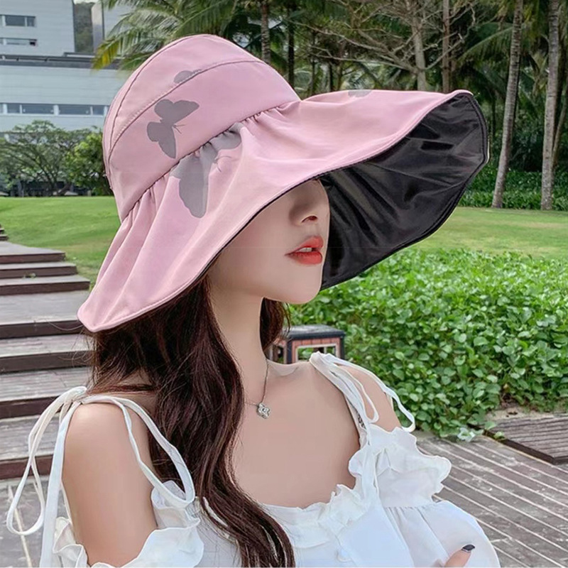 Wide Brim Sun Visor Hat For Women Foldable Uv Face Shielding_voghion.com