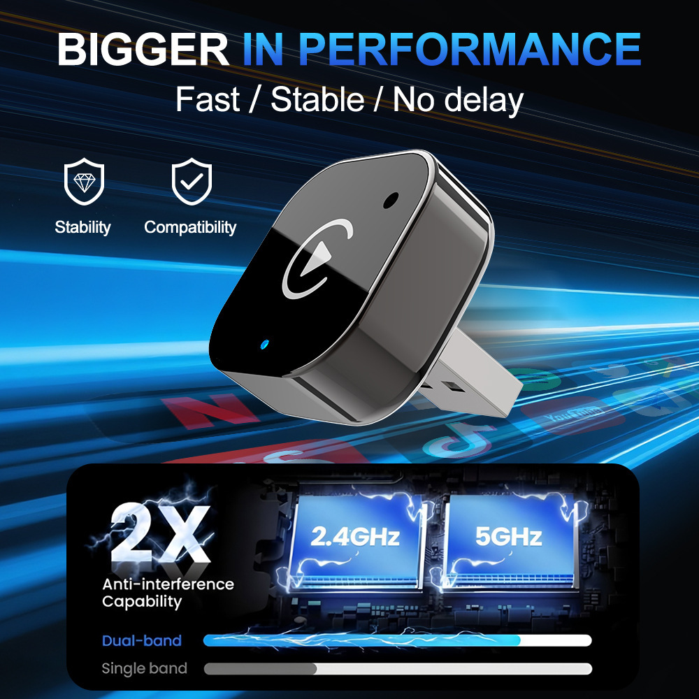 Cross-Border Wireless Carplay Adapter Android Automatic Wireless Converter Supports Apple/Xiaomi/Samsung
