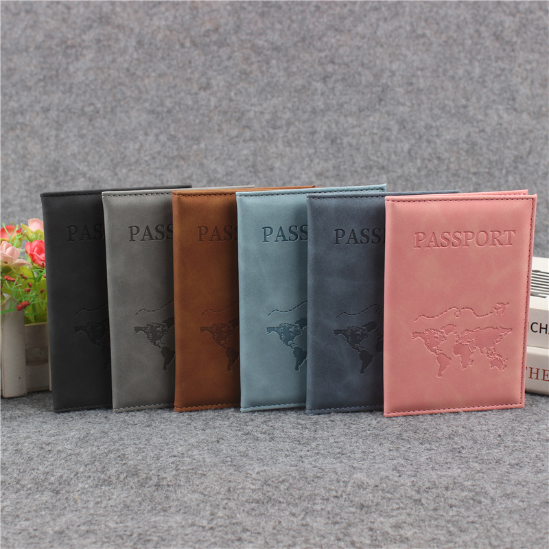 跨境皮革护照本保护套压变地图护照包单包边车缝线护照夹