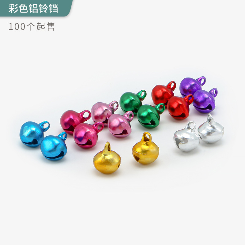 Cross-border diy color bell plating 6-14MM DIY bell Christmas accessories aluminum one-word open bell