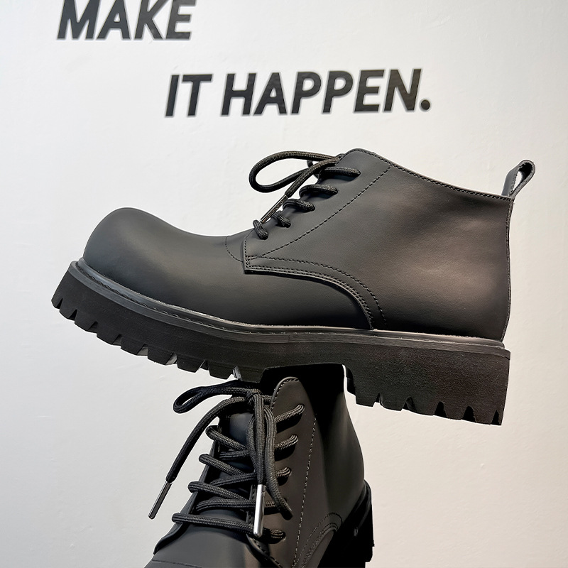 Lederschuhe für große Zehen, Martin-Midtop für Herren mit dicker Sohle, neue Arbeitskleidung 2024, Motorrad-Trend-Kurzstiefel, 18922-A_voghion.com