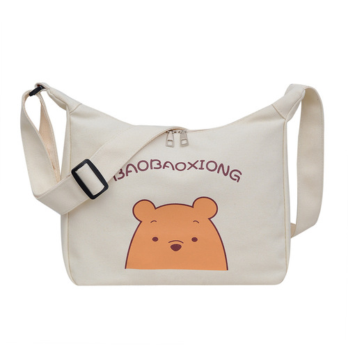 Cotton Canvas Women's Crossbody Bag 2024 Trendy Tote Bag Large Capacity Single Shoulder Bag Versatile University Student School Bag