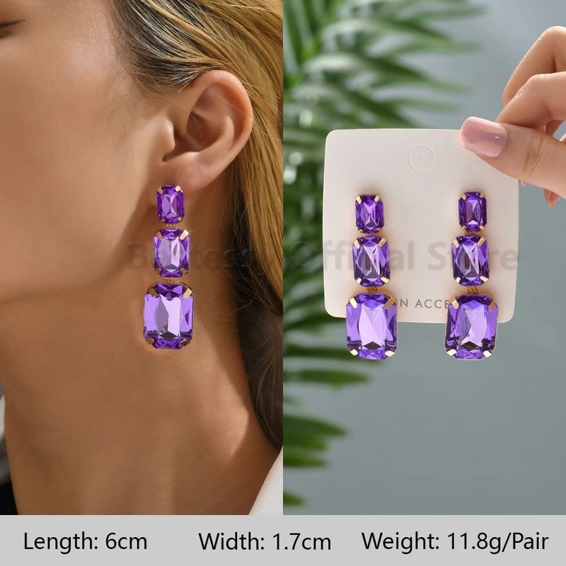 パープル シリーズ ラインストーン イヤリング 女性用 タッセル 花びら Fea|undefined