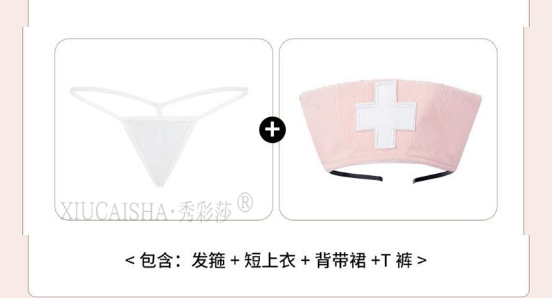 Xiuaisha Nurse Roleplay Lingerie Set with Sheer Gauze Slit Skirt and Open Shirt — detail image 18