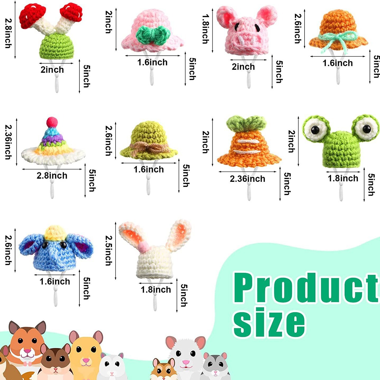 Transfronterizo 10 suministros para mascotas sombrero de lana hecho a mano para mascotas sombrero de punto mini mascota pequeño sombrero de animales