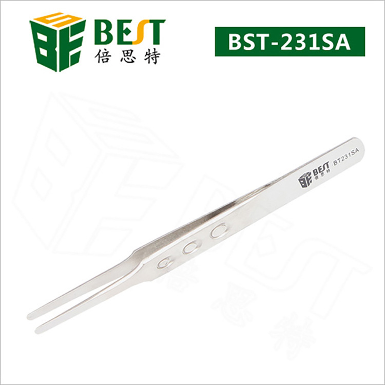 倍思特 圆头镊子 优质钢化电抗酸 亚光喷砂镊子 加硬防磁夹具231
