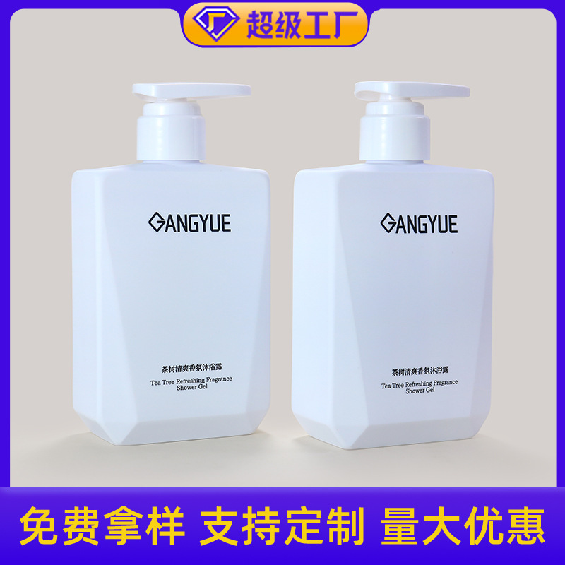 350ml Flat Square Care Bottle Plastic Shower Gel Bottle Conditioner Shampoo Bottle Custom Pet Press Lotion Bottle