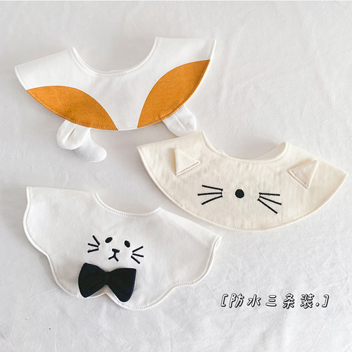 ins spring and autumn new baby embroidered bib thickened waterproof baby gauze saliva napkin sweet flower shape