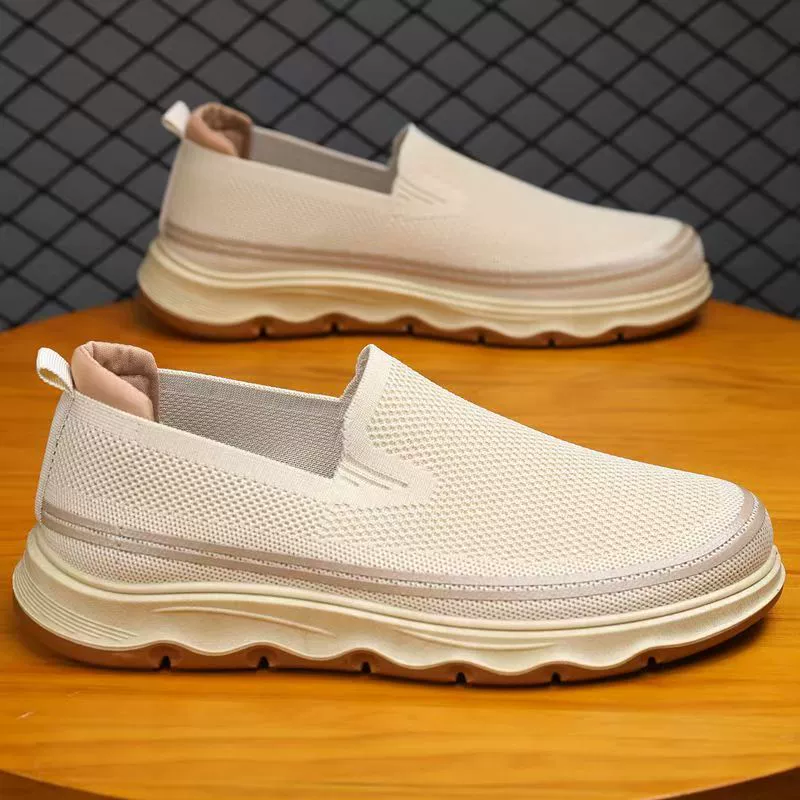 Мужская обувь большого размера из ткани Cross-border Fly, новые слипоны, дышащие, легкие, на толстой подошве, туфли из тонкой сетки, модные туфли из сетки.