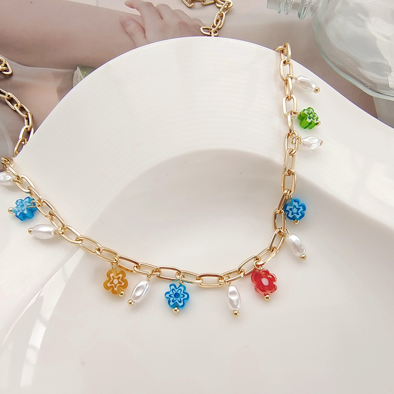 Fashion Flower Alloy Pearl Plating Choker