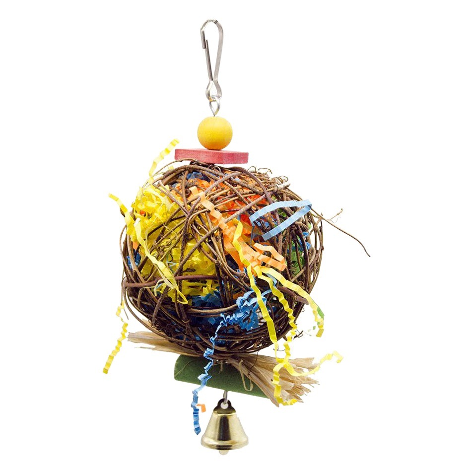 Suministros de loro pájaro juguetes ratán bola cepillada hierba rafia mordisqueando bola de papel hierba Bola de seda aliviar los juguetes tapados