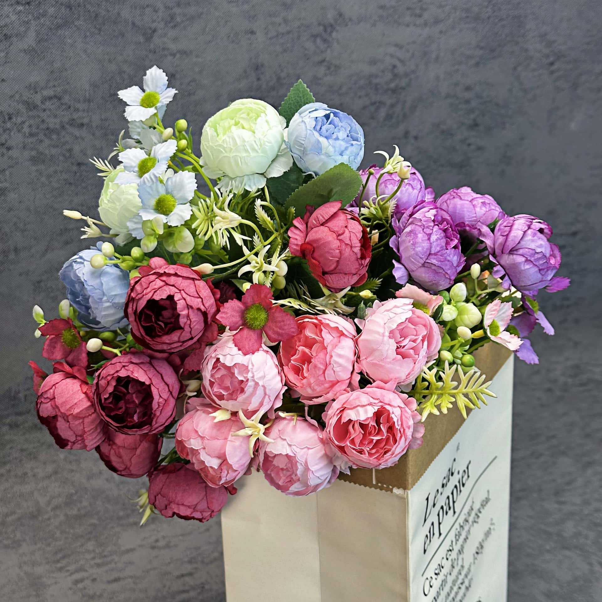 Simulación de 5 horquillas de peonía decoración del hogar decoración de la boda decoración de flores falsas hechas a mano rosas transfronterizas adornos al por mayor