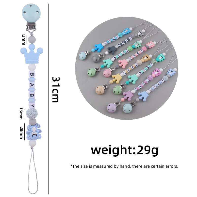 Nuevo bebé suministros de silicona chupete cadena animal de dibujos animados Oso de silicona mordedura molar Cadena de juguete