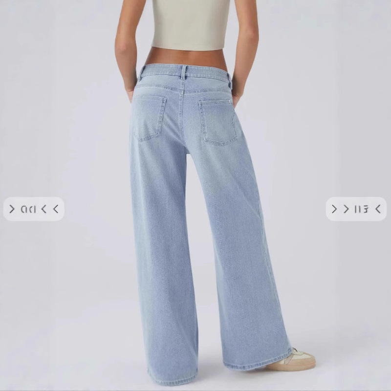跨境女复古磨白 多工艺  阔腿 baggy 牛仔裤现货亚马逊外贸|undefined