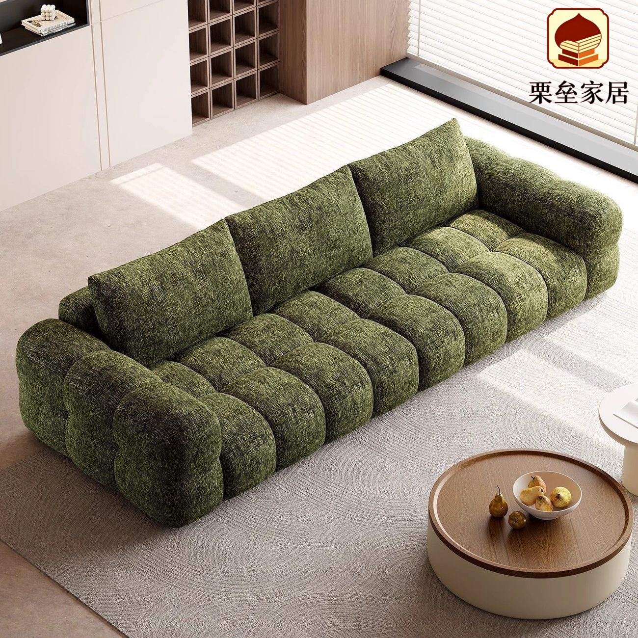 Nuevo moderno sofá de tela minimalista sala de estar casera crema nube puff línea recta sofá de tela de nieve