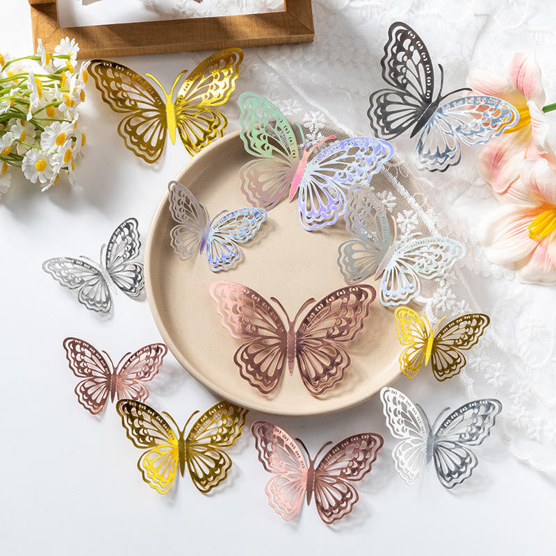 3D estereoscópico mariposa pared decoración de alta sensación autoadhesiva pegatinas domésticas al por mayor decoración de pared fondo ideas de vacaciones