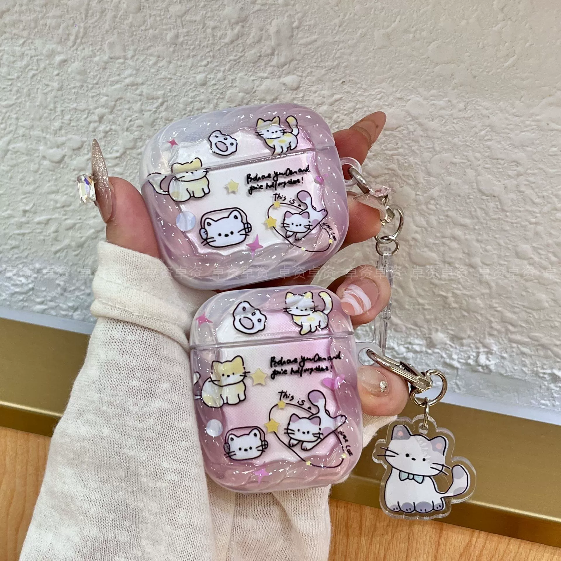 Чехол для наушников Apple AirPods 4/Pro3 с мультяшным котенком и музыкальным принтом, подходящий для Bluetooth-наушников