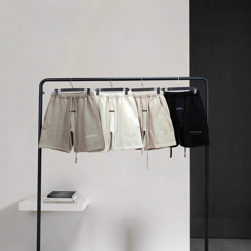 Manufacturer Wholesale Ess New Fleece Shorts Metal Texture Letters American Loose High Street Casual Five-Point Pants for Men