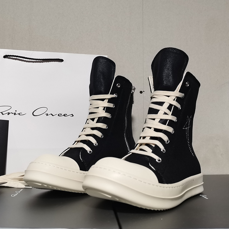 Höga canvas sneakers för herr med pentagram broderi_voghion.com