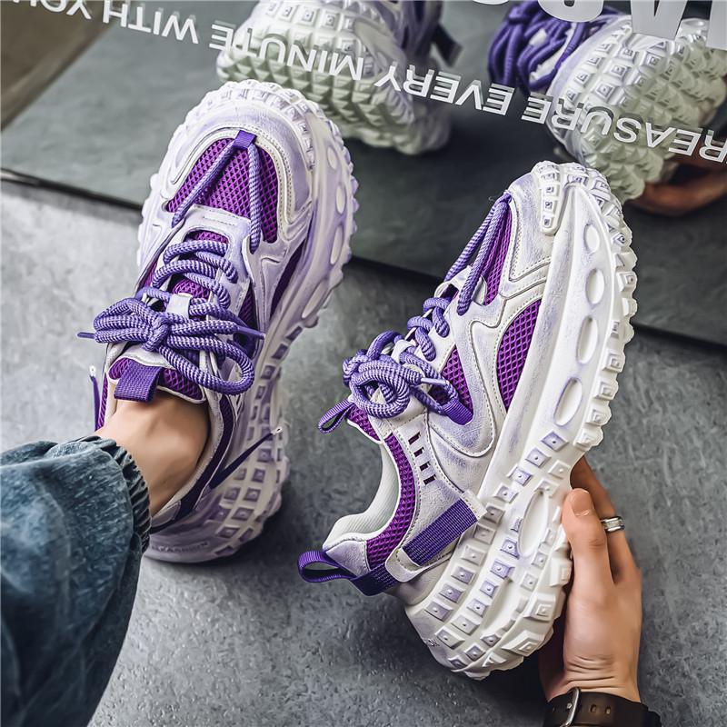 2025 New Fashion Breathable Mesh Thick-Soled Height-Increasing Sports Casual Shoes for Young and Old Versatile Lace-Up Men's Trendy Shoes