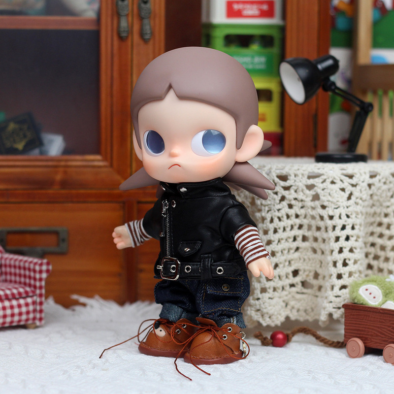 20cm Gazi Sister Doll Clothes Workwear Motorcycle Outfit Leather Jacket Denim Zsiga Movable Doll Clothes 1/8 Scale Blythe Doll