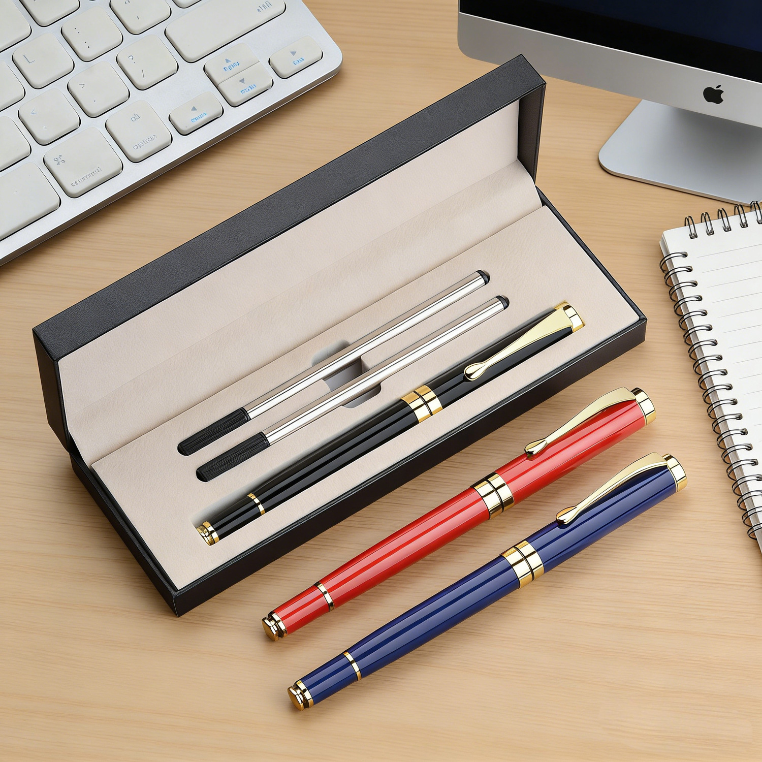 High-Quality Heavy-Duty Metal Signature Pen Set, Business Corporate Gift, Ballpoint Pen, Black Ballpoint Pen
