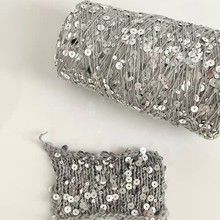 乌克兰跨境热销 纯棉亮片线 diy手工编织幻彩大小珠片线毛线团批