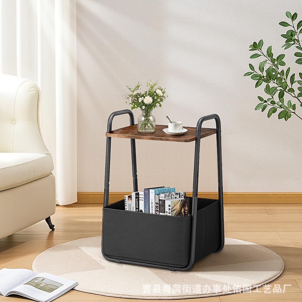Living Room Storage Cabinet Bedside Storage Cabinet with Fabric Basket Small Side Table Bedroom Sofa Side Table Living Room Storage Table