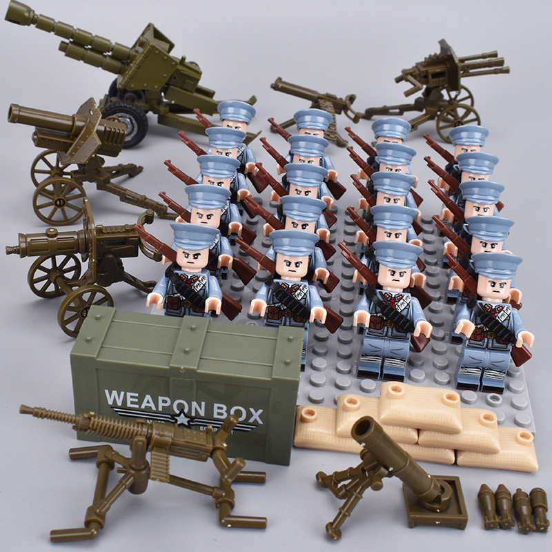Building Blocks Military Series Eighth Route Army Figurine German-American Army Boys Assembled Children's Toys Doll Police