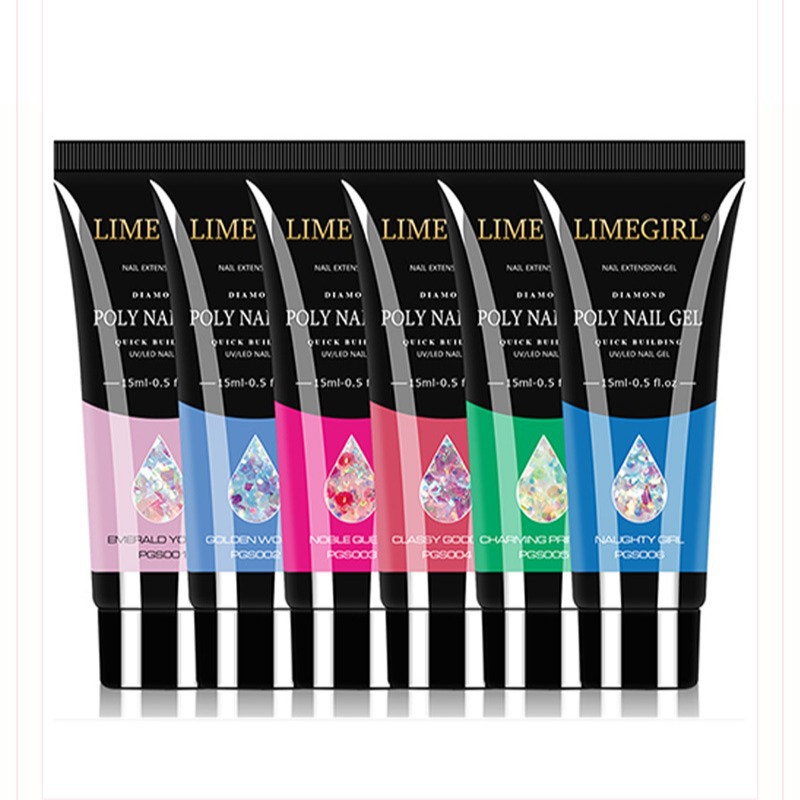 Set de Gel para Uñas Poly de Amazon, 6 Colores, Gel de Extensión de Cristal, Set de Herramientas para Arte de Uñas, Mate