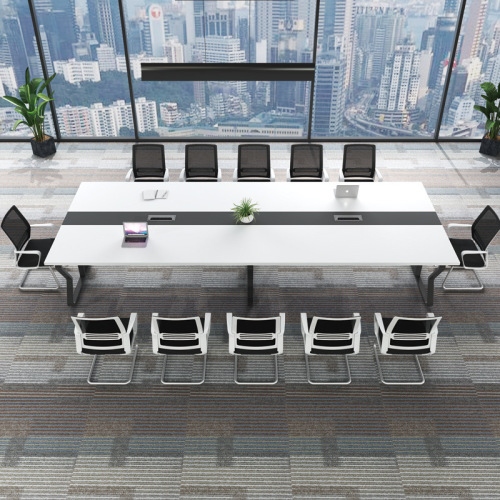 Meeting table, long table, simple creative office reception desk, workbench, steel frame, negotiation, 4/6/8 person reception long table