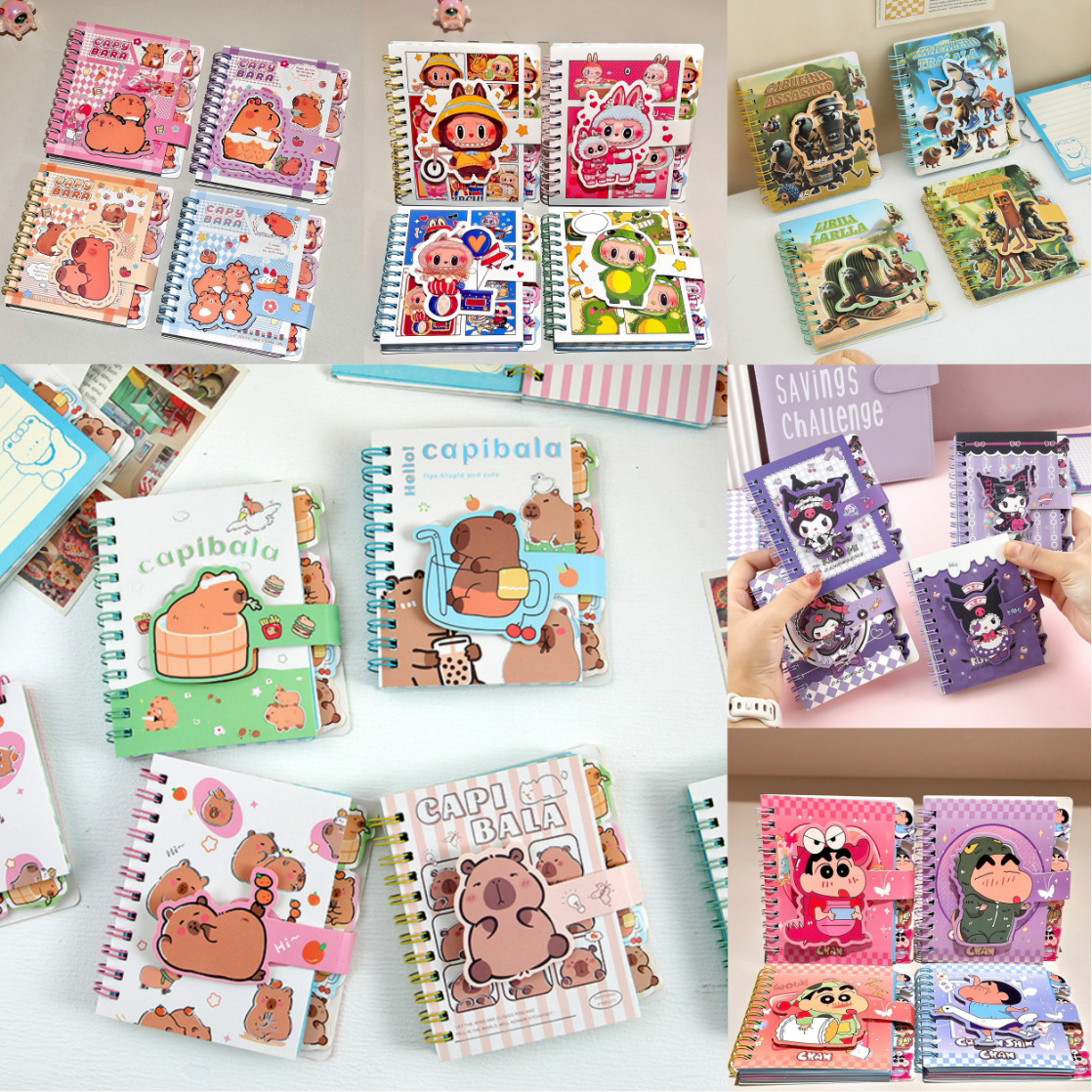 Carpi clasificador de bobina de bolsillo de forma especial velcro de forma cuadernos de notas de estudiantes de papelería transfronteriza