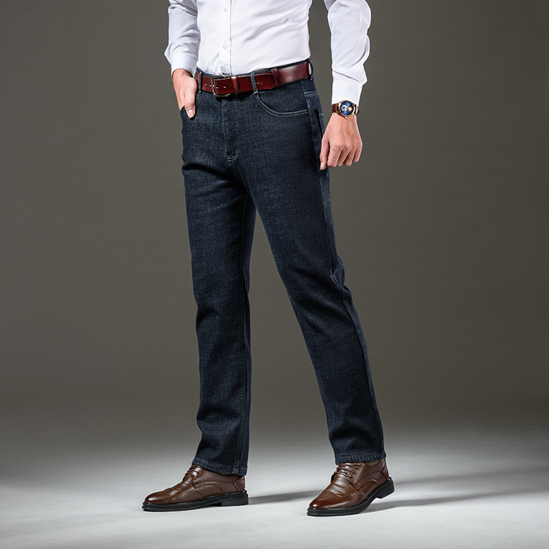 Vaqueros para hombre modelos de otoño e invierno pantalones casuales de hombre de negocios rectos sueltos invierno