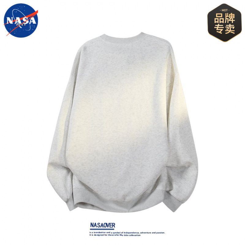 NASA品牌秋季高质量设计感长袖卫衣男士休闲纯色宽松百搭潮流上衣|undefined