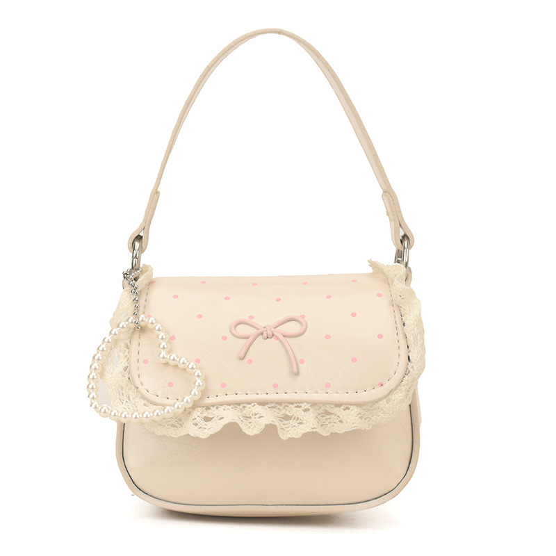 Pequeño bolso de arco de encaje fresco y dulce, mini bolso de hombro de chicas encantador, bolso para niños.