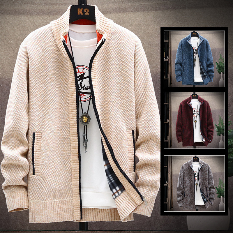 2020 Cross-Border New Men's Autumn and Winter Sweater Cardigan to Keep Out the Cold and Warm, Fashionable and Trendyy Multi-Color Men's Tops and Jackets