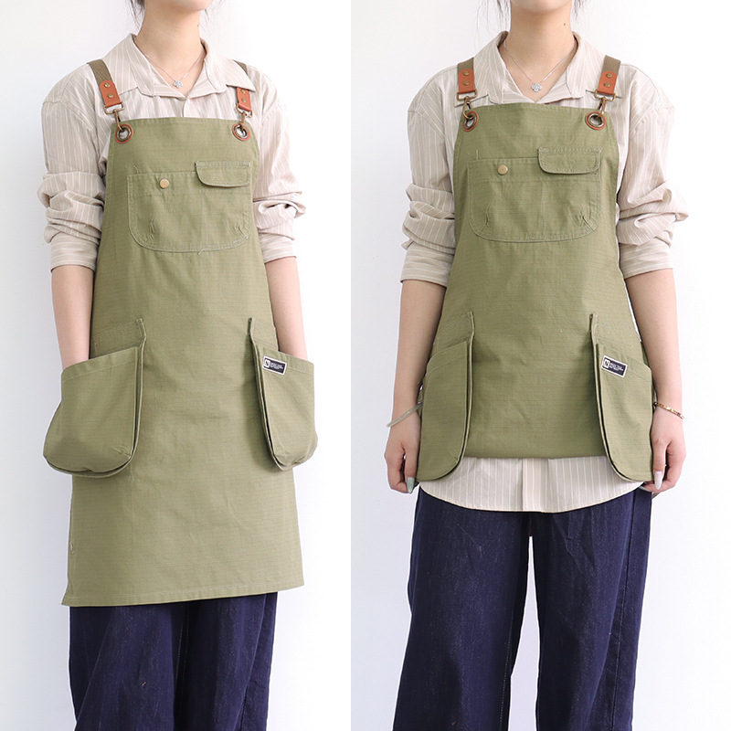 Nuevo delantal transfronterizo de Amazon, logotipo personalizado, longitud ajustable, multicolor opcional, jardín floral, ropa de trabajo, delantal