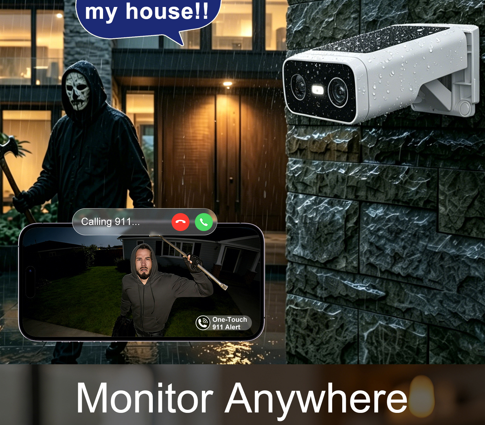 Cross-Border Dual-Lens Panoramic Night Vision HD Wireless WiFi Camera with Linkage Tuya Smart Monitoring