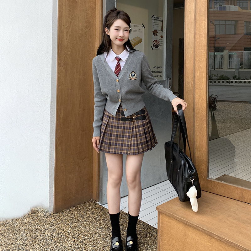 英伦小姐东京岁时记jk慵懒学院风毛衣开衫上衣早春女装红色针织衫|undefined