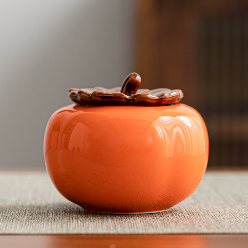 陶磁器茶葉缶万事如意トランペットミニ喜糖糖果缶柿密封缶ギフトボックス彫刻お土産|undefined